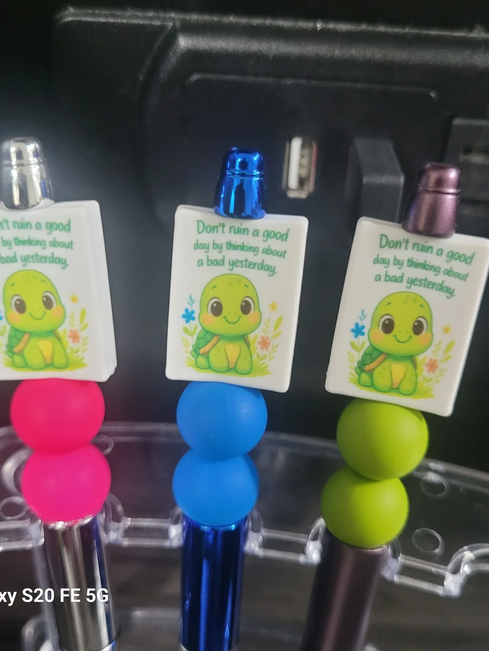 Handmade Motivational Turtle Beaded Pens